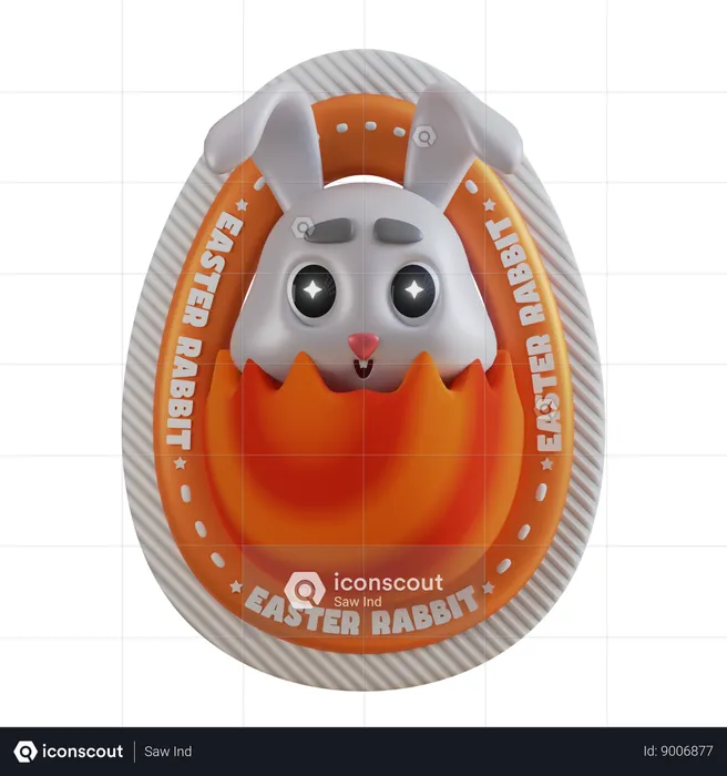 Oeuf de Pâques de lapin  3D Sticker