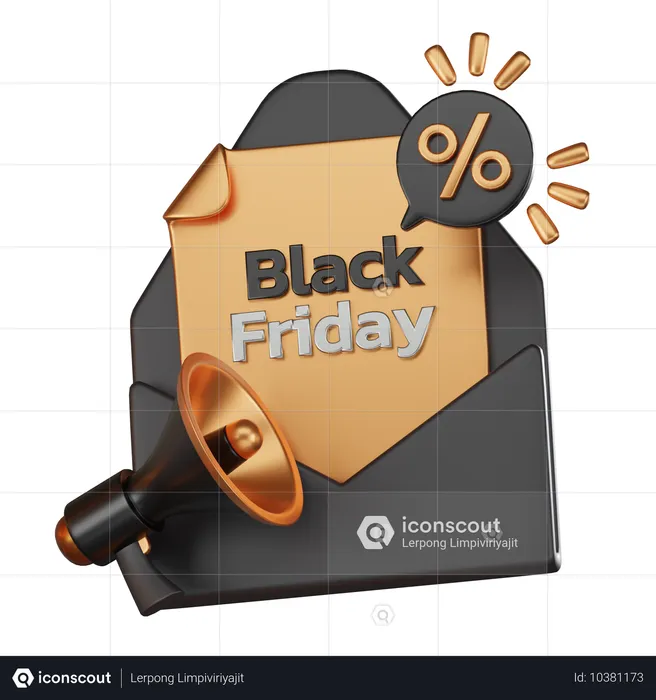 Correo de ofertas del viernes negro  3D Icon