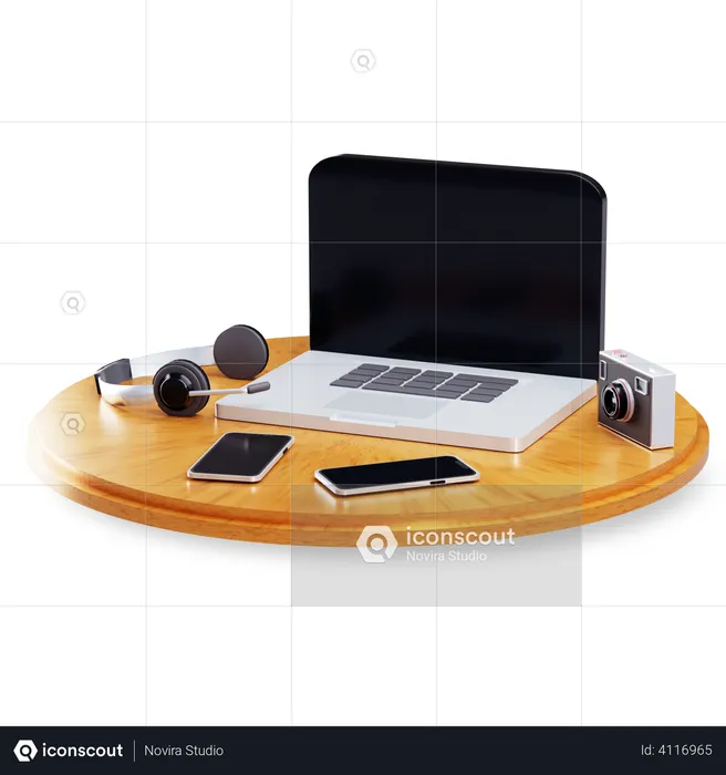 Office desk  3D Illustration
