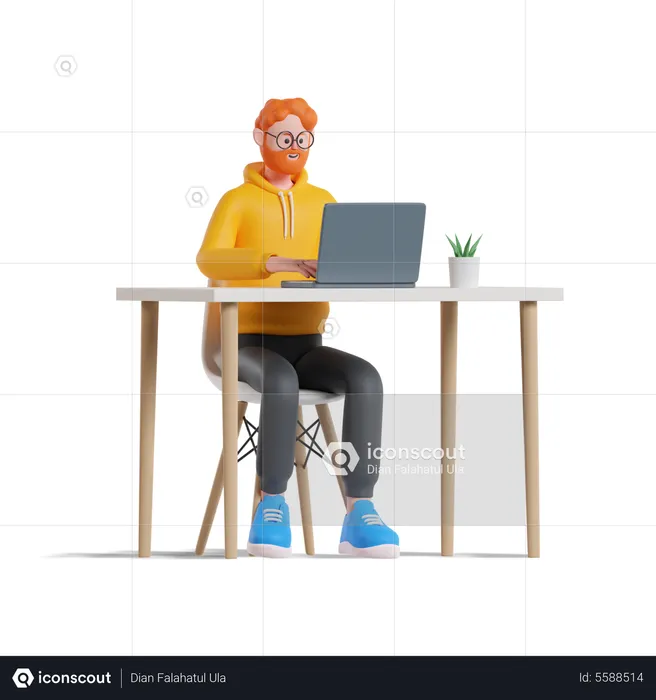 Office Employee  3D Illustration