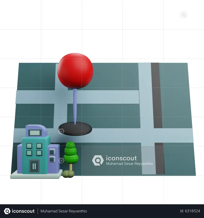 Office Location Pin  3D Icon