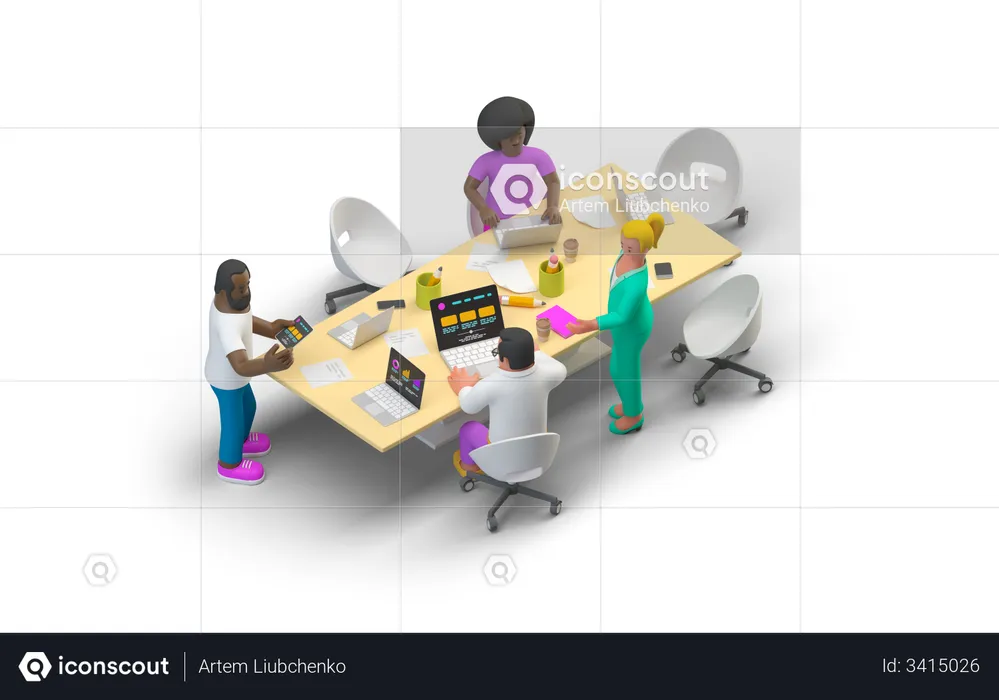 Office Meeting  3D Illustration