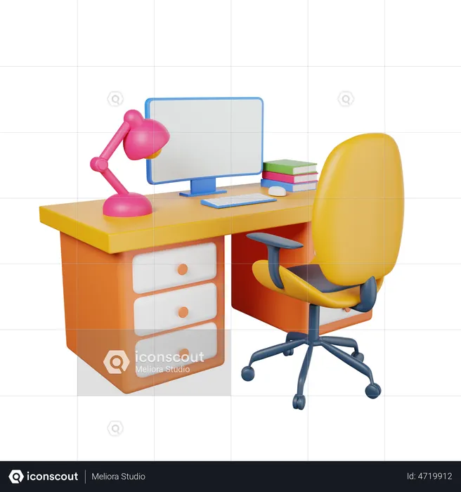 Office Table  3D Illustration