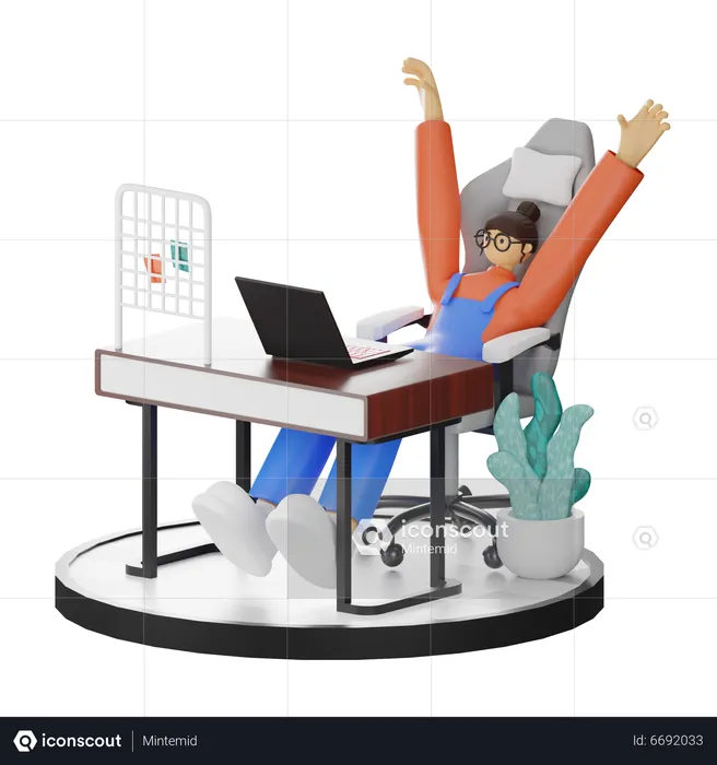Office worker doing stretching after work  3D Illustration