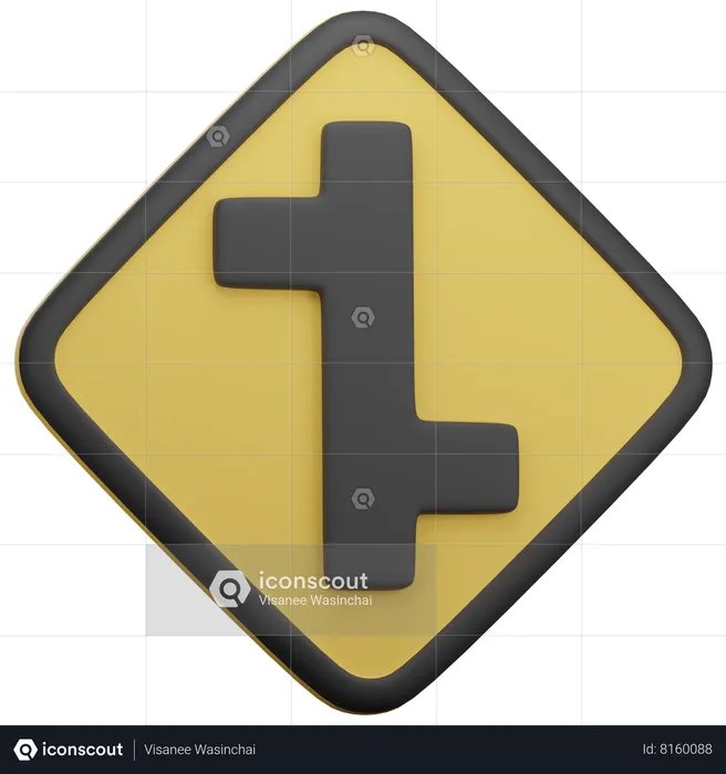 Offset Road Junction Left And Right  3D Icon
