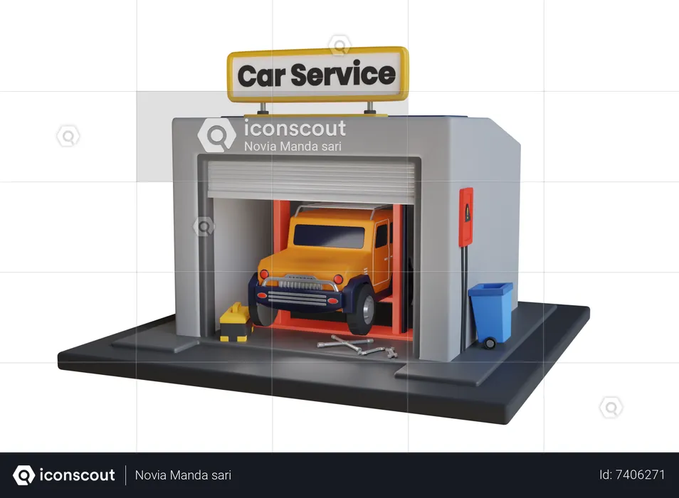 Loja de reparação de carros  3D Illustration