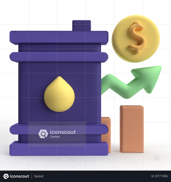 Oil Price Growth  3D Icon