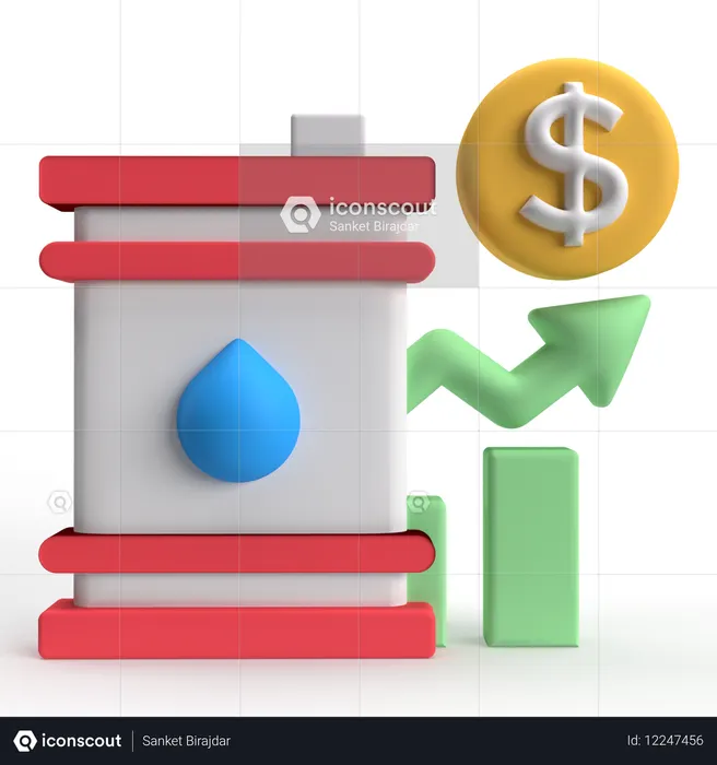Oil Price Growth  3D Icon