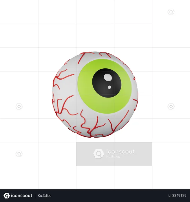 Ojo con venas rojas abultadas.  3D Illustration