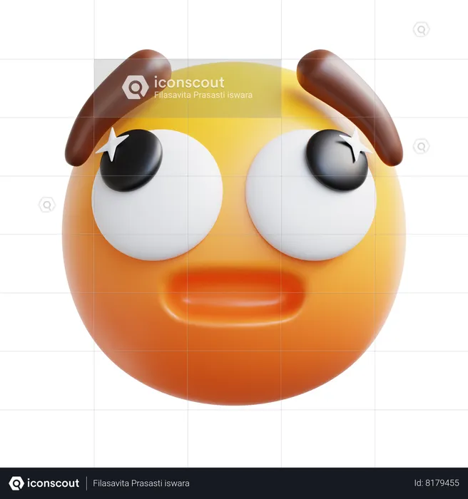 Ojos en blanco Emoji 3D Icon