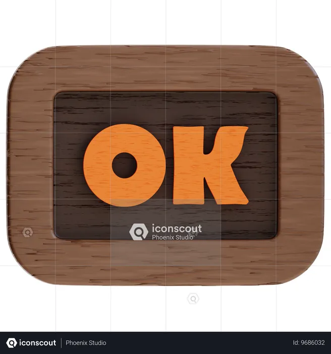 OK Button  3D Icon