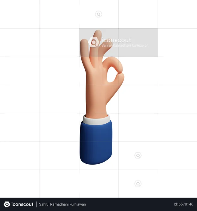 Ok Hand Gesture  3D Icon