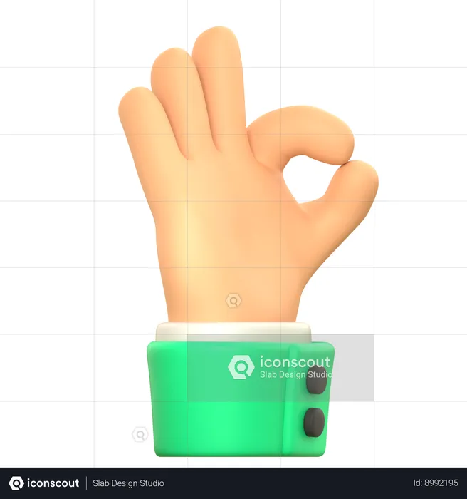 Ok Hand Gesture  3D Icon