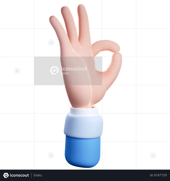 Ok Hand Gesture  3D Icon