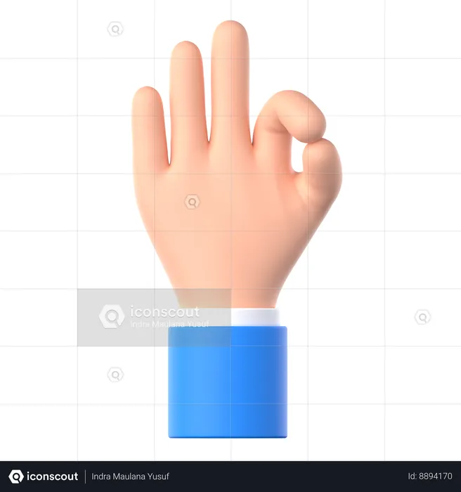 Ok Hand Gesture  3D Icon