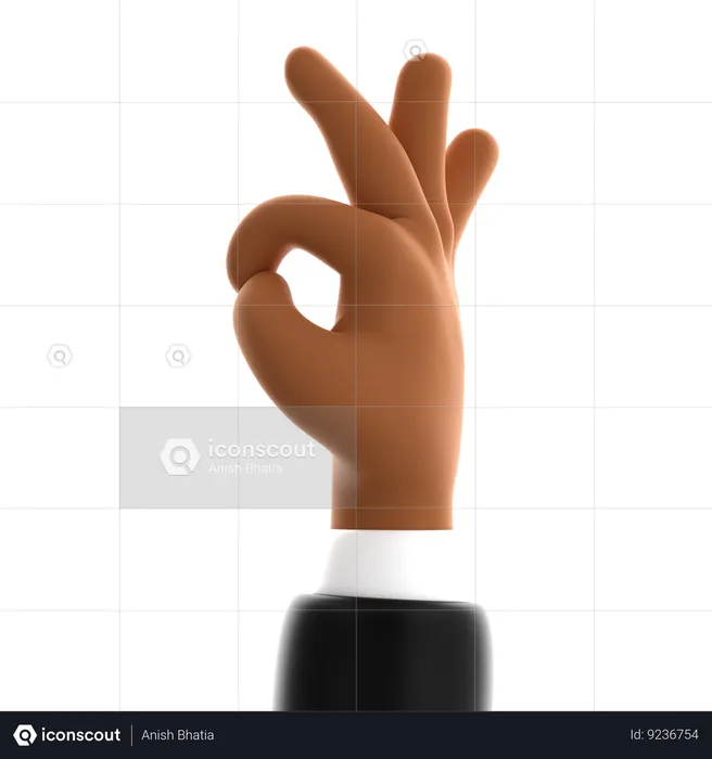 Ok Hand Gesture  3D Icon