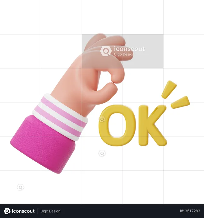 Ok Hand Gesture  3D Illustration