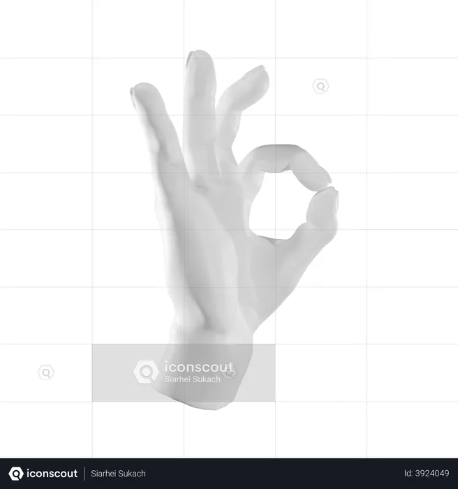 Ok Hand Gesture  3D Illustration