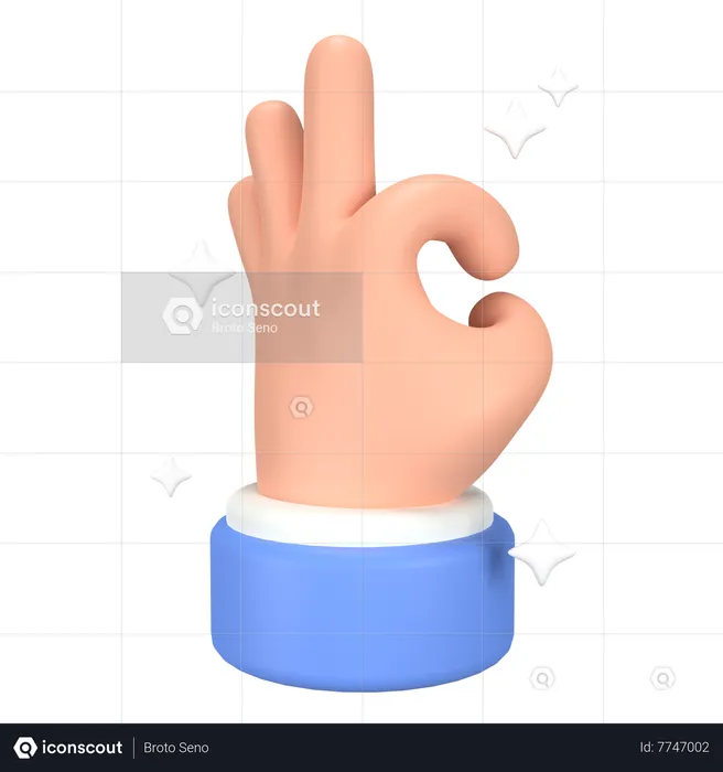 Ok Hand Gesture Emoji 3D Icon