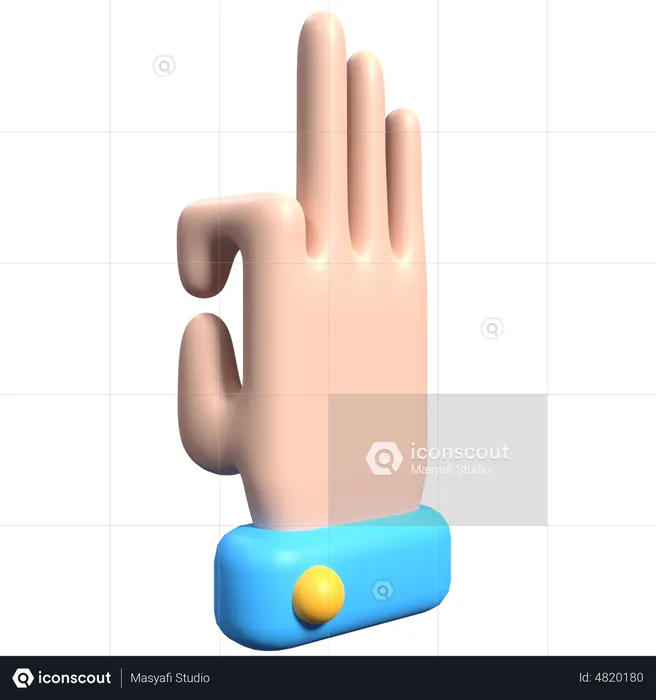 Ok Sign Hand Gesture  3D Icon