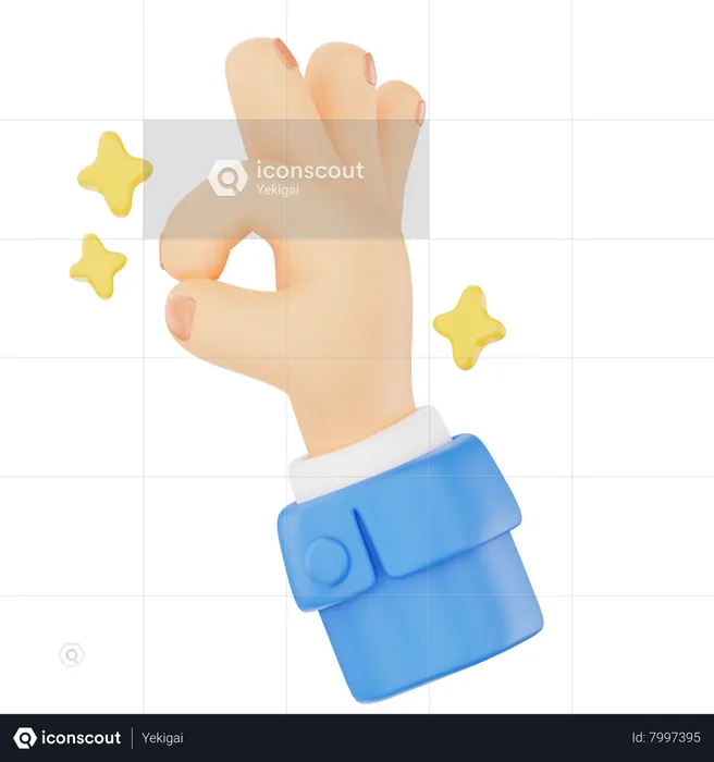 Okay Sign Hand Gesture  3D Icon