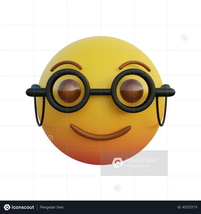 Old man emoticon wearing clear round glasses Emoji 3D Illustration