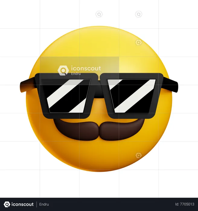 Old Man With Sunglasses And Moustache Emoji 3D Icon