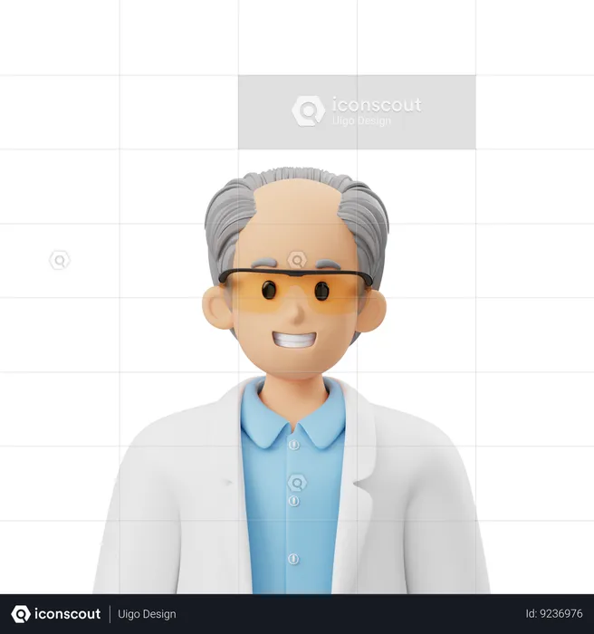 Old Scientist Avatar  3D Icon