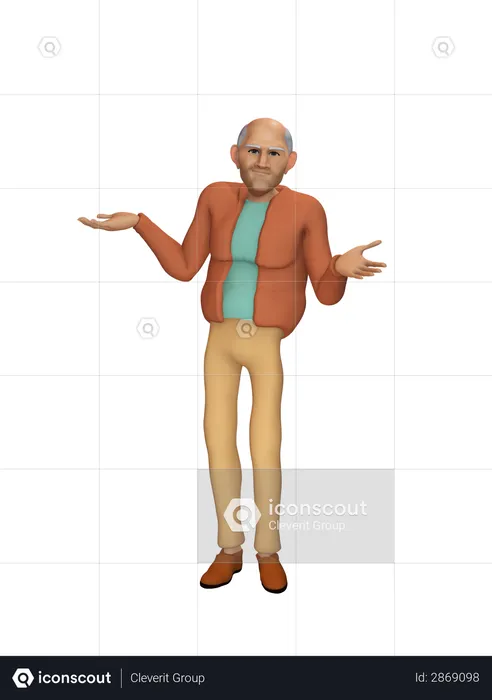 Old stylish man  3D Illustration