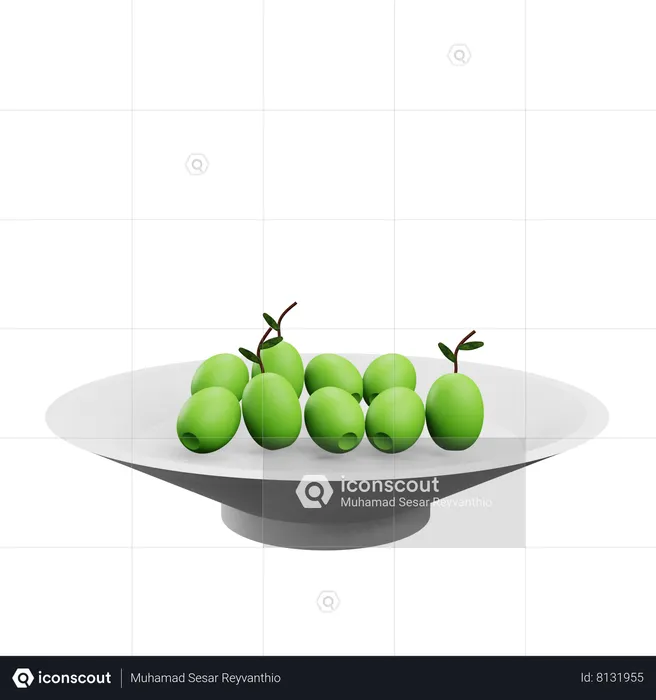 Olive Plate  3D Icon