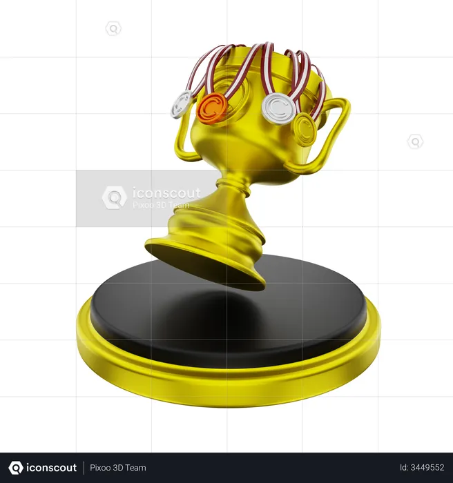 Olympic Trophy And Medals  3D Illustration