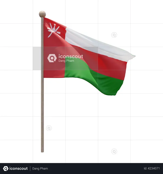 Oman Flag Pole  3D Flag