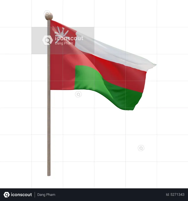 Oman Flagpole Flag 3D Icon