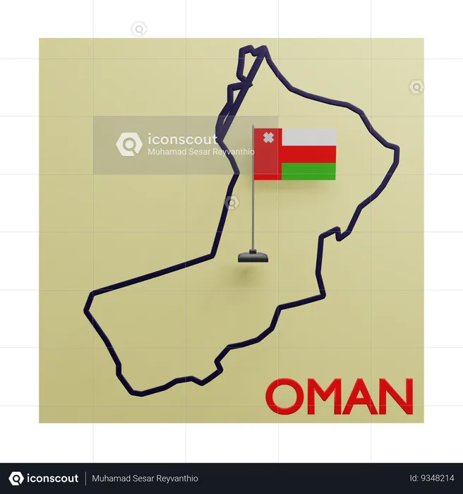 Oman map Flag 3D Icon