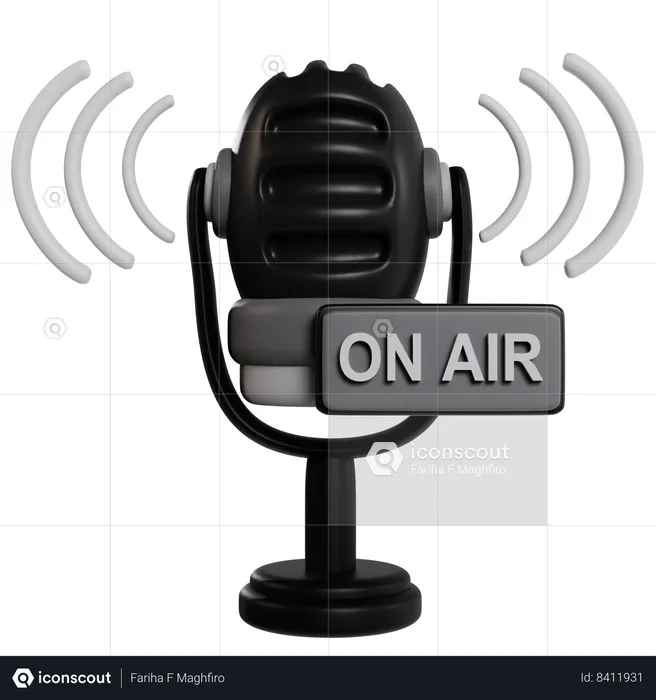 On Air Podcast Microphone  3D Icon