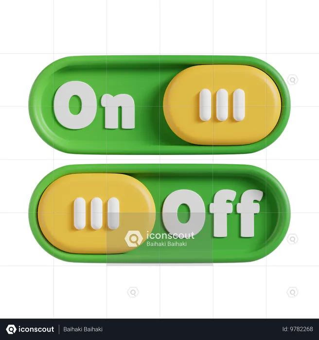 On And Off Toggle Switch Buttons  3D Icon