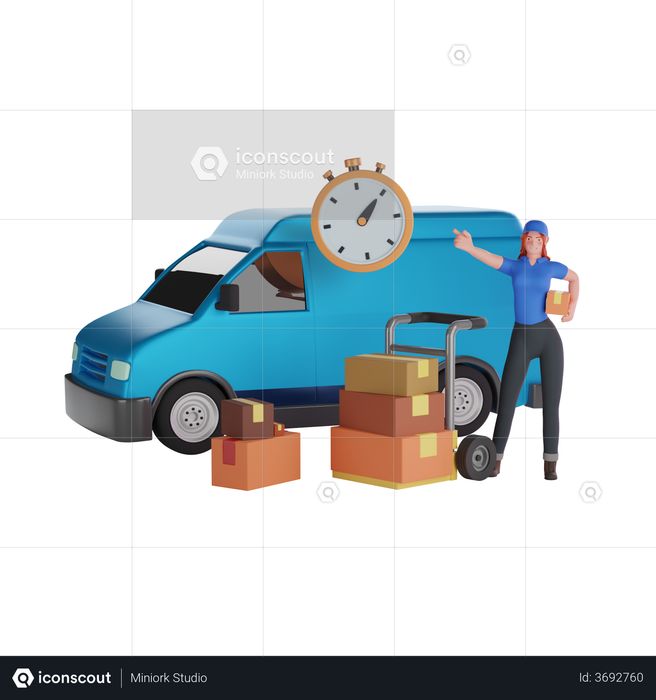 On time delivery service 3D Illustration