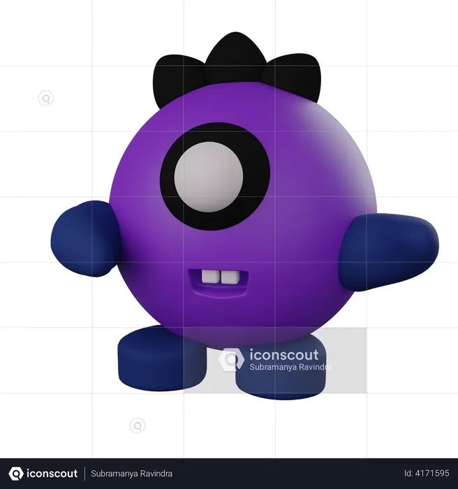 One Eye Monster Emoji 3D Illustration