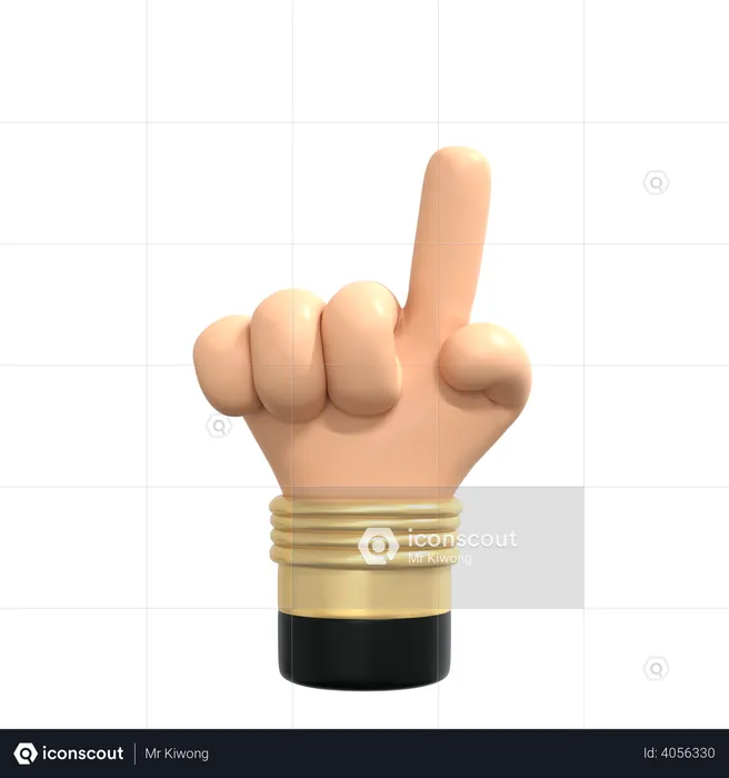 One finger hand gesture  3D Illustration