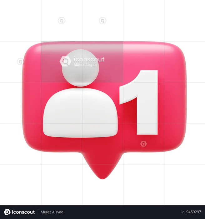 One Followers Notification  3D Icon