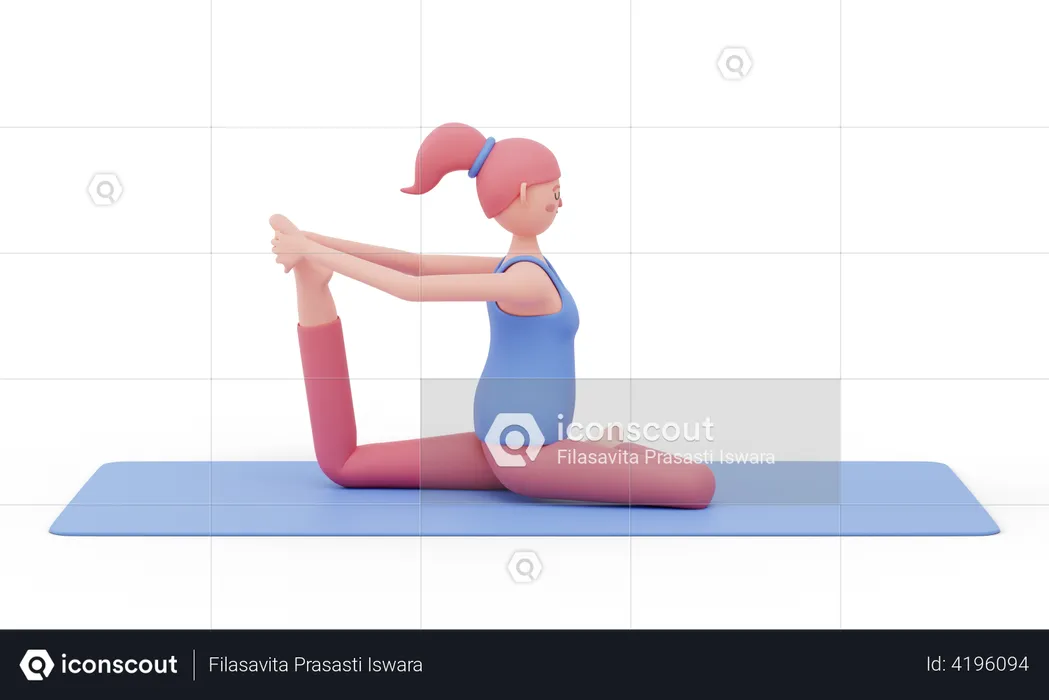 One Leg Pigeon Yoga Pose  3D Illustration