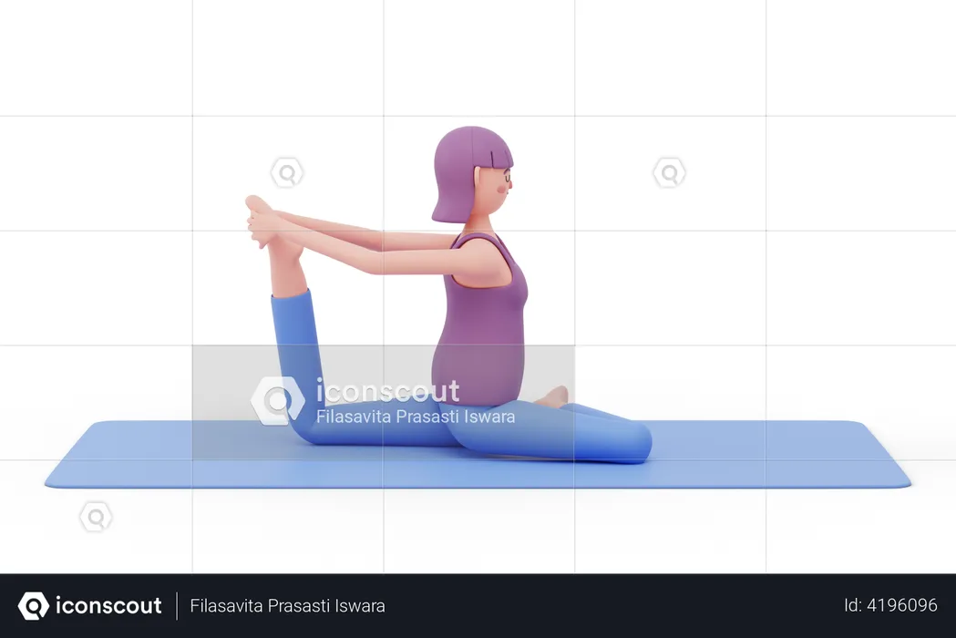 One Leg Pigeon Yoga Pose  3D Illustration