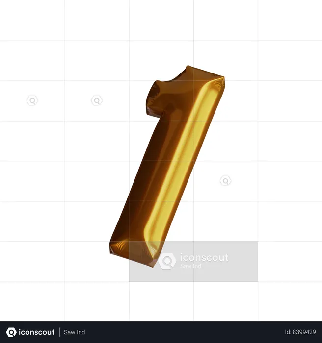 One Number Balloon  3D Icon