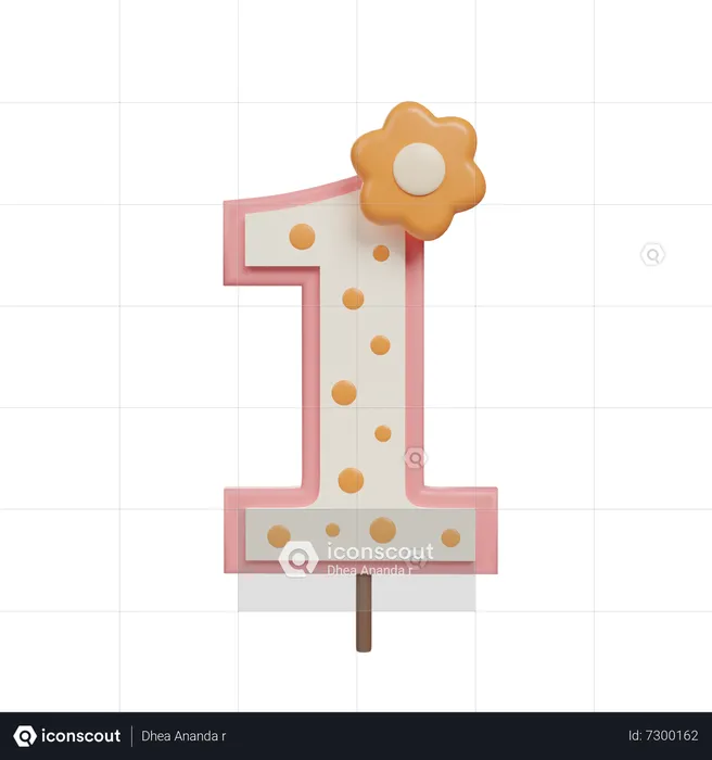 One Number Candle  3D Icon