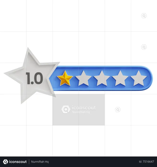 One Of Five Star Rating  3D Icon