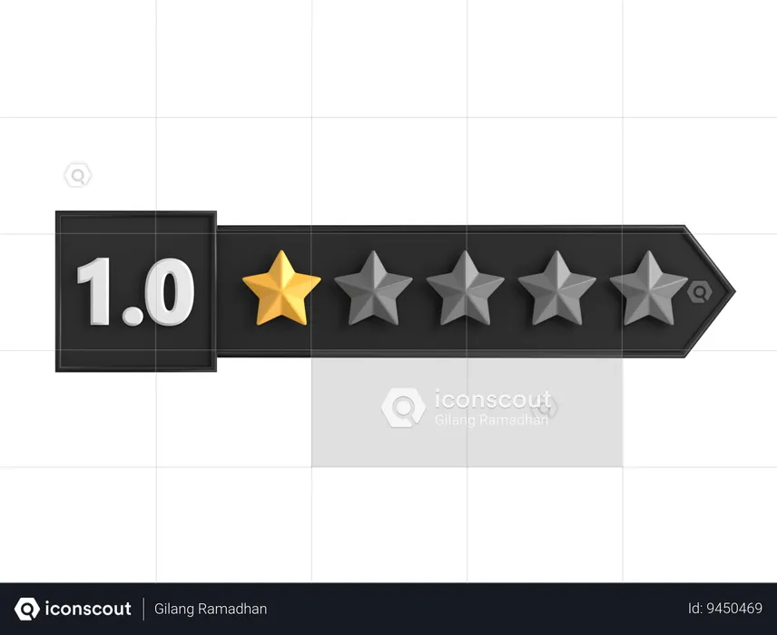 One Star Rating Label  3D Icon