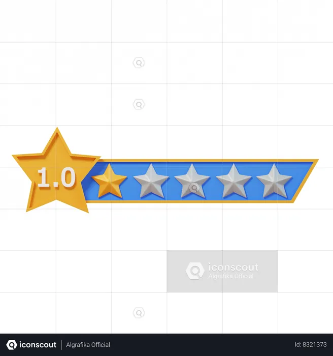 One Star Rating Label  3D Icon