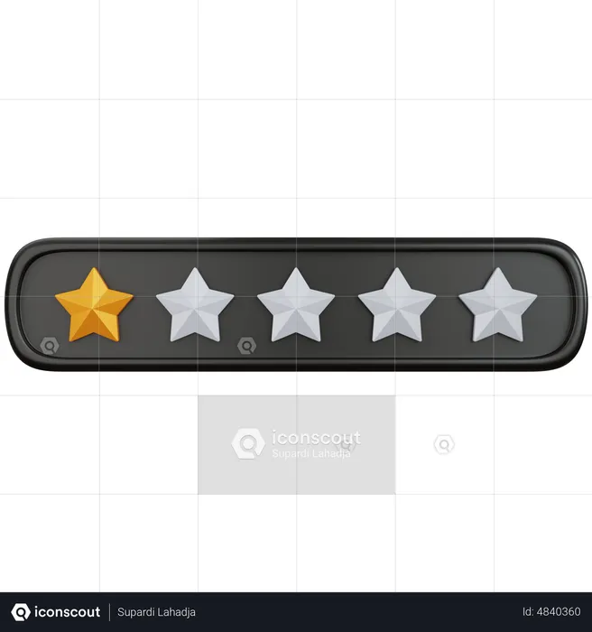 One Stars Rating  3D Illustration