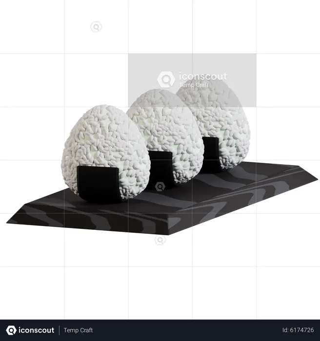 Onigiri Plate  3D Icon
