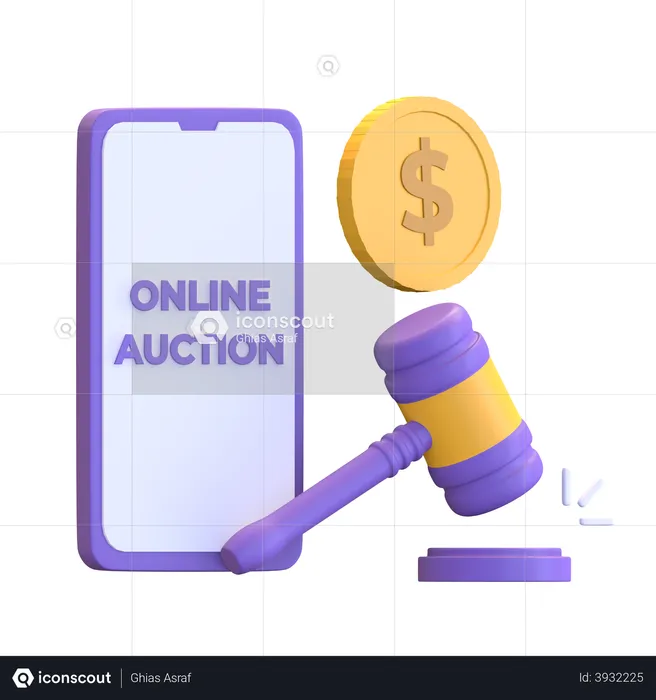 Online Auction  3D Illustration